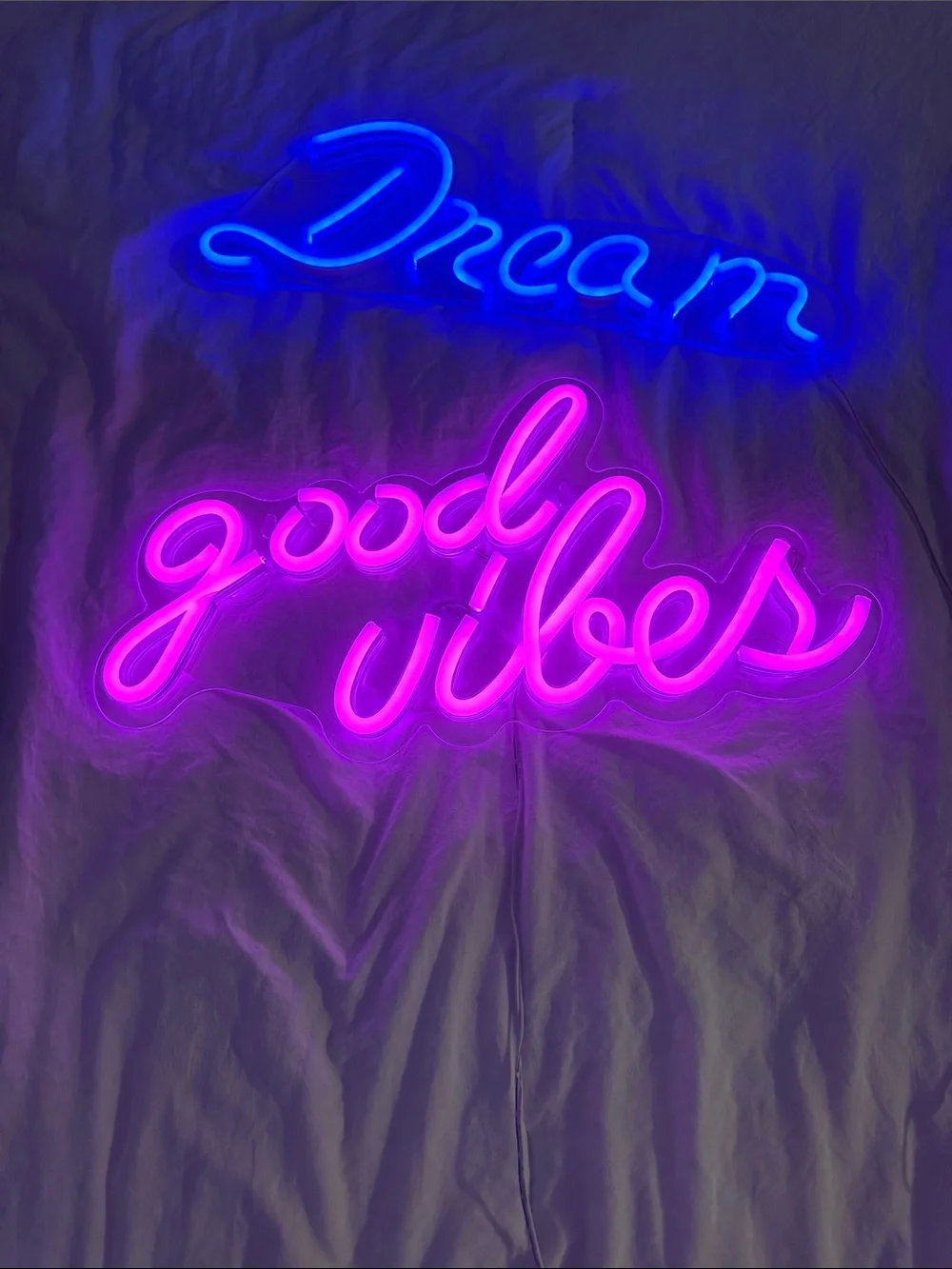 Good Vibes & Dream Neon Wall Signs - Pink & Blue